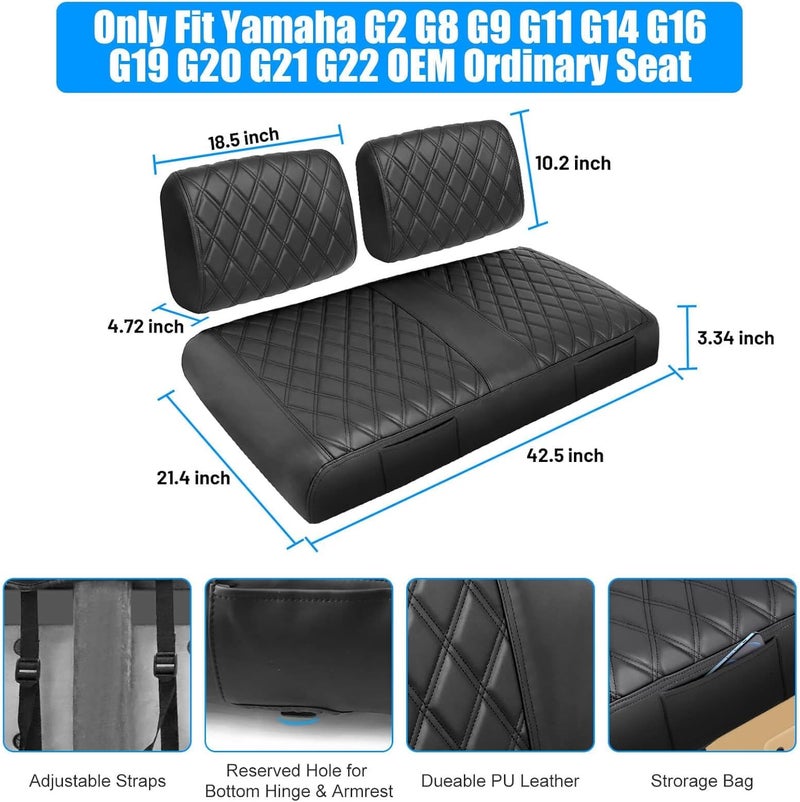 LEAPGOMAX Golf Cart Seat Covers Front for Yamaha G2 G8 G9 G11 G14 G16 G19 G20 G22 Golf Carts Made Thick Premium Marine Leather with Custom Diamond Anti-Scratch/Anti-Fading/Easy to Install - Image 5